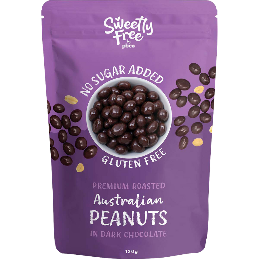 PBCo sweetly free peanuts dark chocolate no sugar added low carb snack