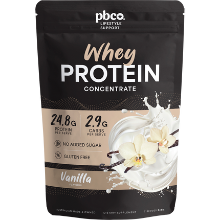 PBCo whey protein concentrate vanilla high protein powder