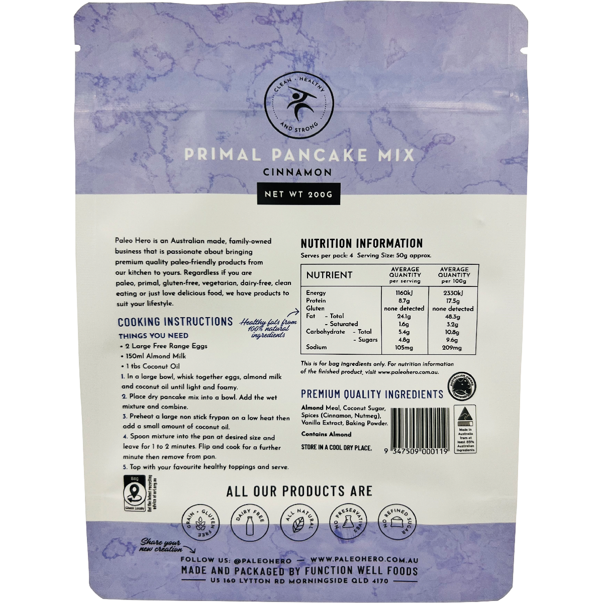 Primal Pancake Mix Cinnamon