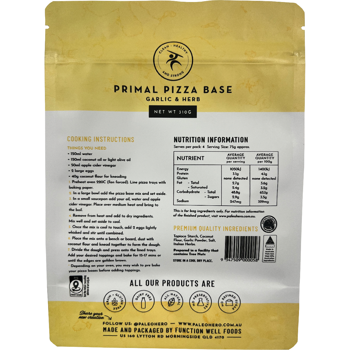 Primal Pizza Base Mix Garlic & Herb