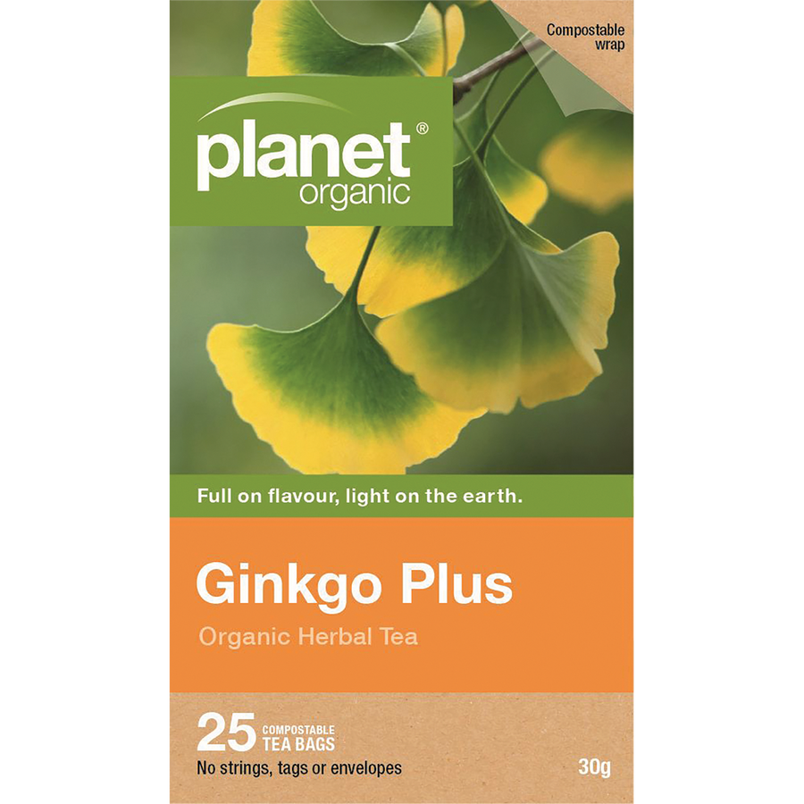 Planet Organic herbal tea bags with ginkgo biloba blend