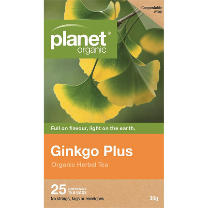 Planet Organic herbal tea bags with ginkgo biloba blend