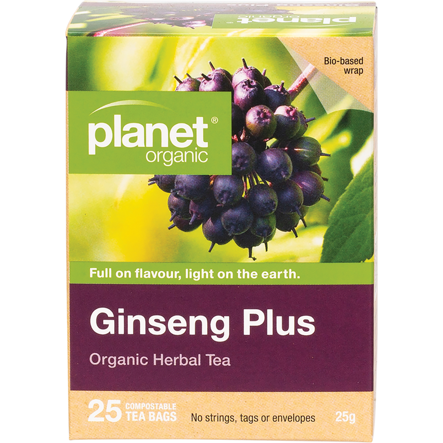 Planet Organic herbal tea bags with ginseng blend