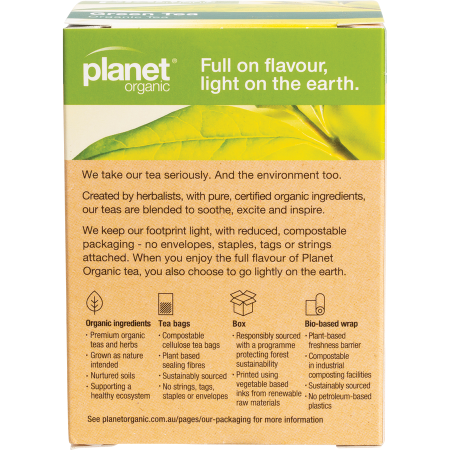 Certified organic Planet Organic green tea bags