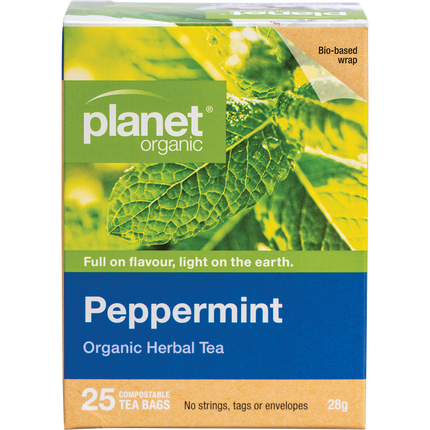 Planet Organic herbal tea peppermint flavor tea bags