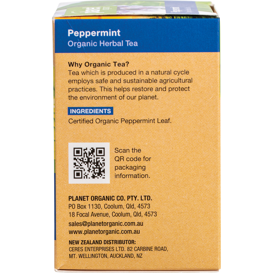 Planet Organic herbal tea peppermint flavor tea bags
