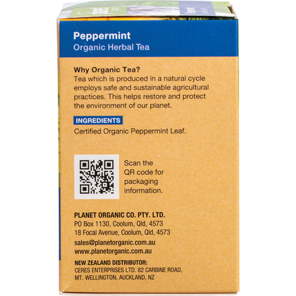 Planet Organic herbal tea peppermint flavor tea bags