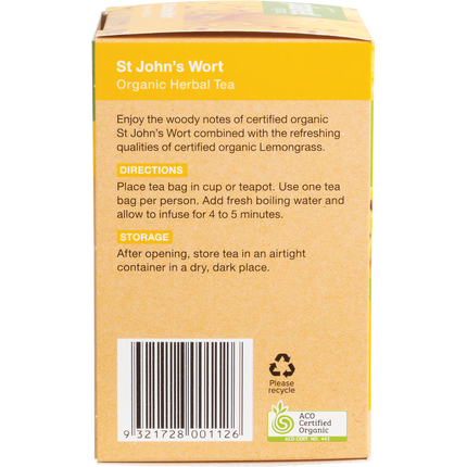 St John's Wort tea bags, organic herbal blend