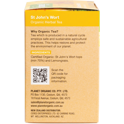 St John's Wort herbal tea bags on wooden table