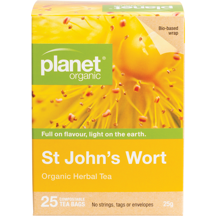 Planet Organic herbal tea bags featuring St John's Wort