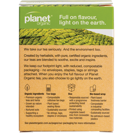 White tea bags from Planet Organic, eco-friendly pack