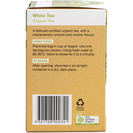 White tea herbal tea bags by Planet Organic
