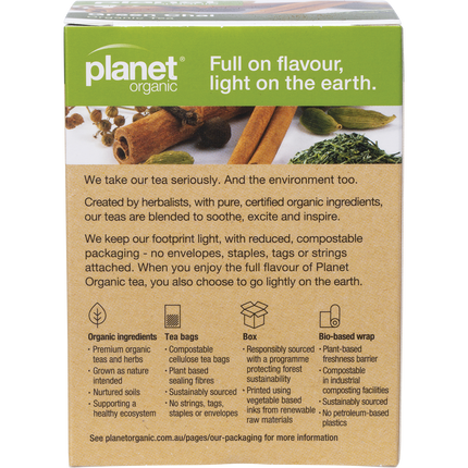 Green Chai herbal tea bags by Planet Organic