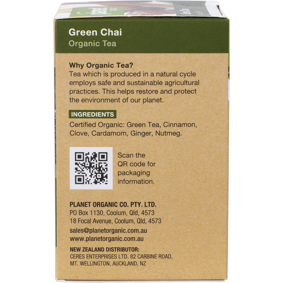Green chai herbal tea bags for digestion support