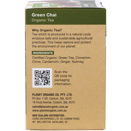 Green chai herbal tea bags for digestion support