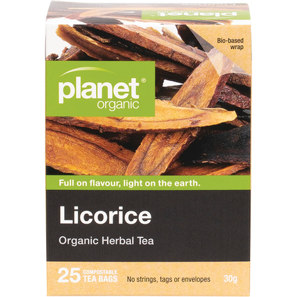 Planet Organic herbal tea bags with licorice flavor