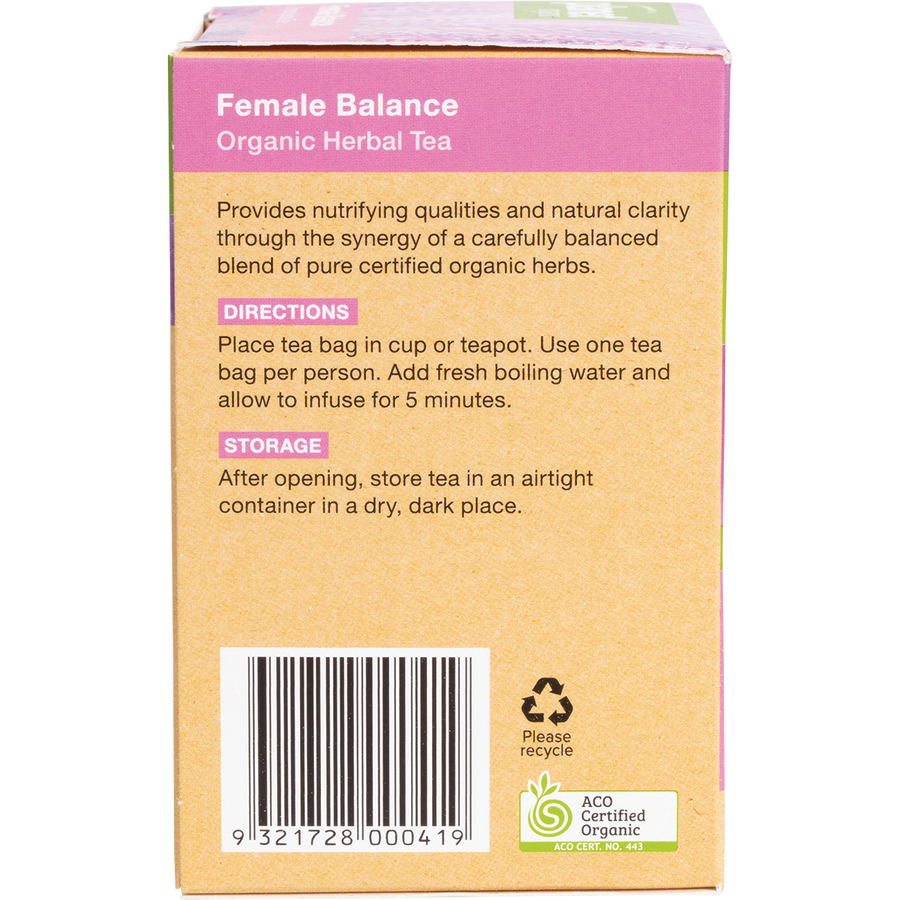 Female balance herbal tea, organic blend in bags