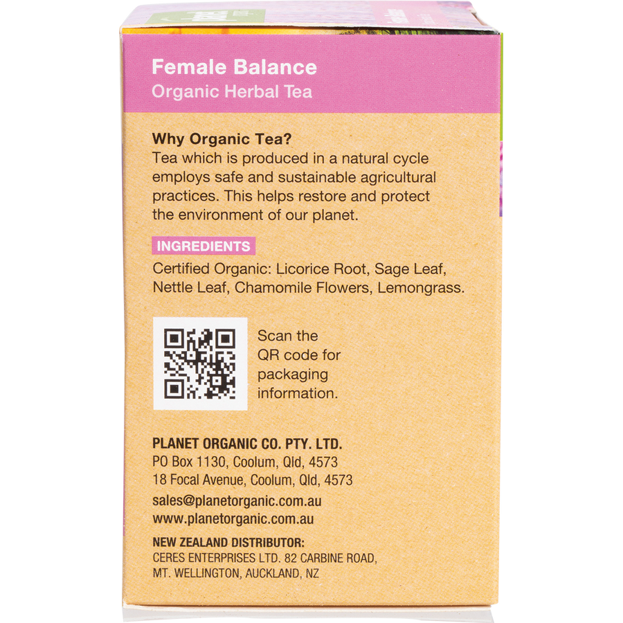 Female Balance herbal tea bags with organic ingredients