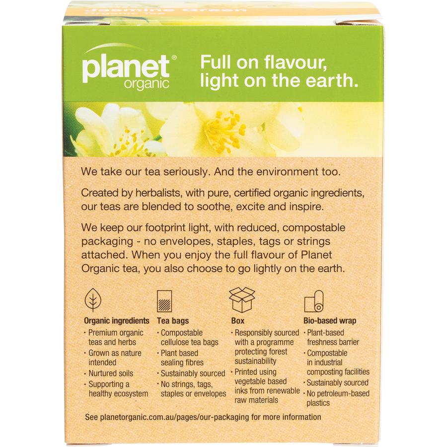 Planet Organic Jasmine Green Herbal Tea Bags 20 count