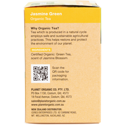 Planet Organic Jasmine Green Herbal Tea Bags in a box