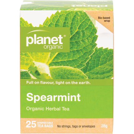 Planet Organic herbal tea bags in spearmint flavor