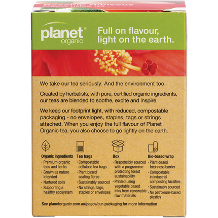 Rosehip and hibiscus herbal tea bags from Planet Organic