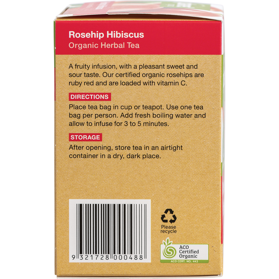 Planet Organic herbal tea bags with rosehip and hibiscus blend