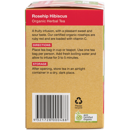 Planet Organic herbal tea bags with rosehip and hibiscus blend