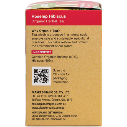 Rosehip and hibiscus tea bags by Planet Organic