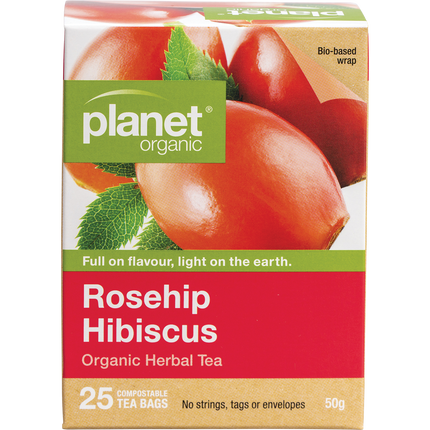 Planet Organic herbal tea bags with rosehip and hibiscus