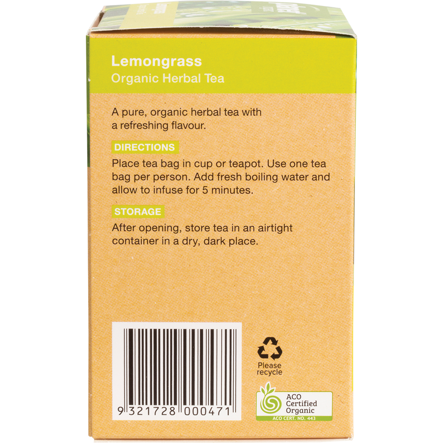 Lemongrass flavored organic tea bags by Planet Organic