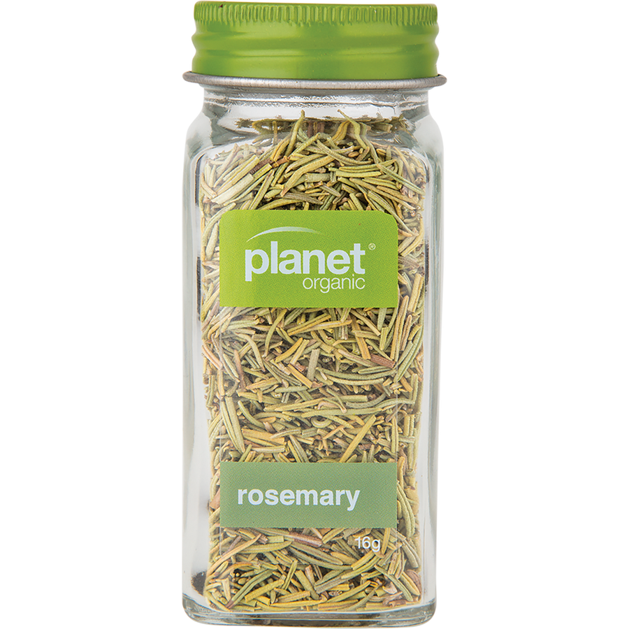 Planet Organic Rosemary dried herb in a clear package