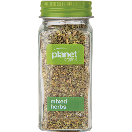Planet Organic mixed herbs in a clear packaging