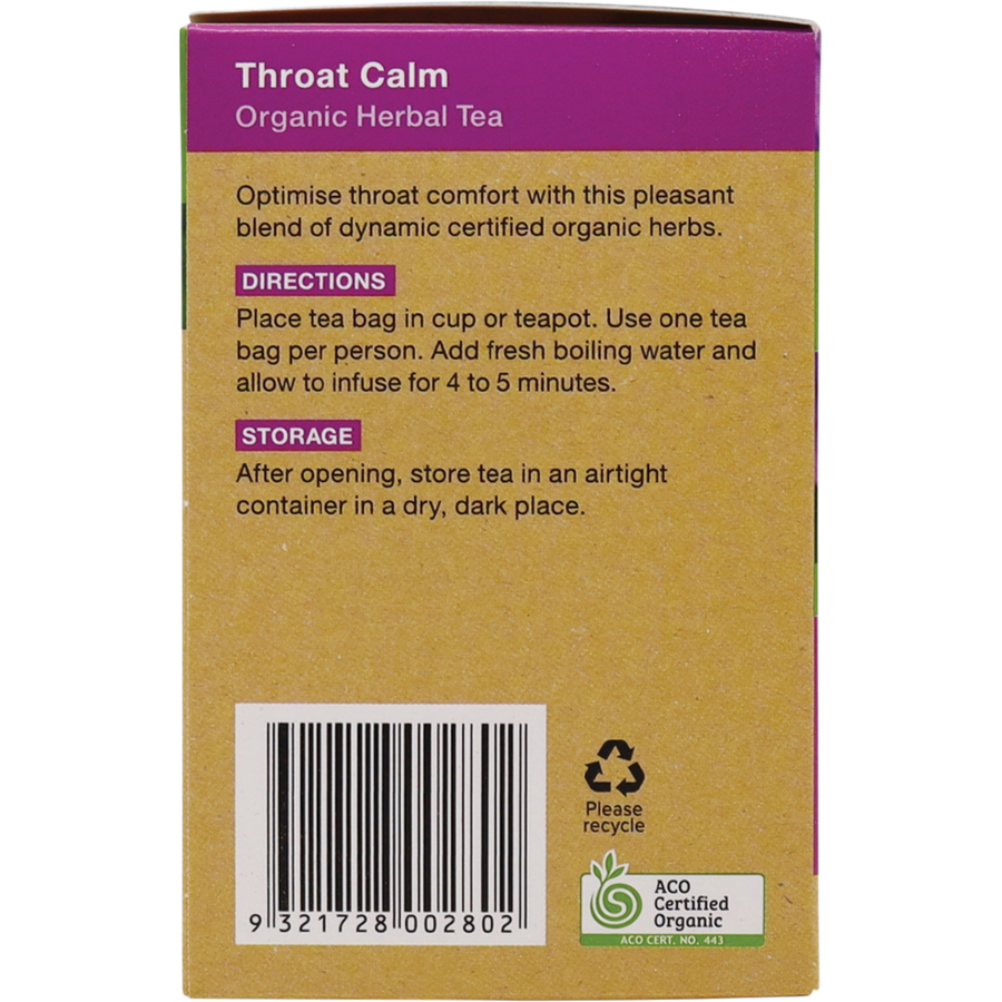 Soothing herbal tea bags for sore throat relief