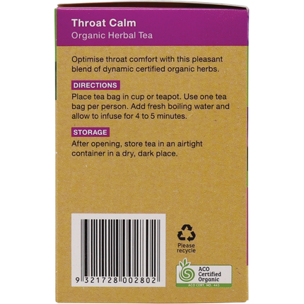 Soothing herbal tea bags for sore throat relief