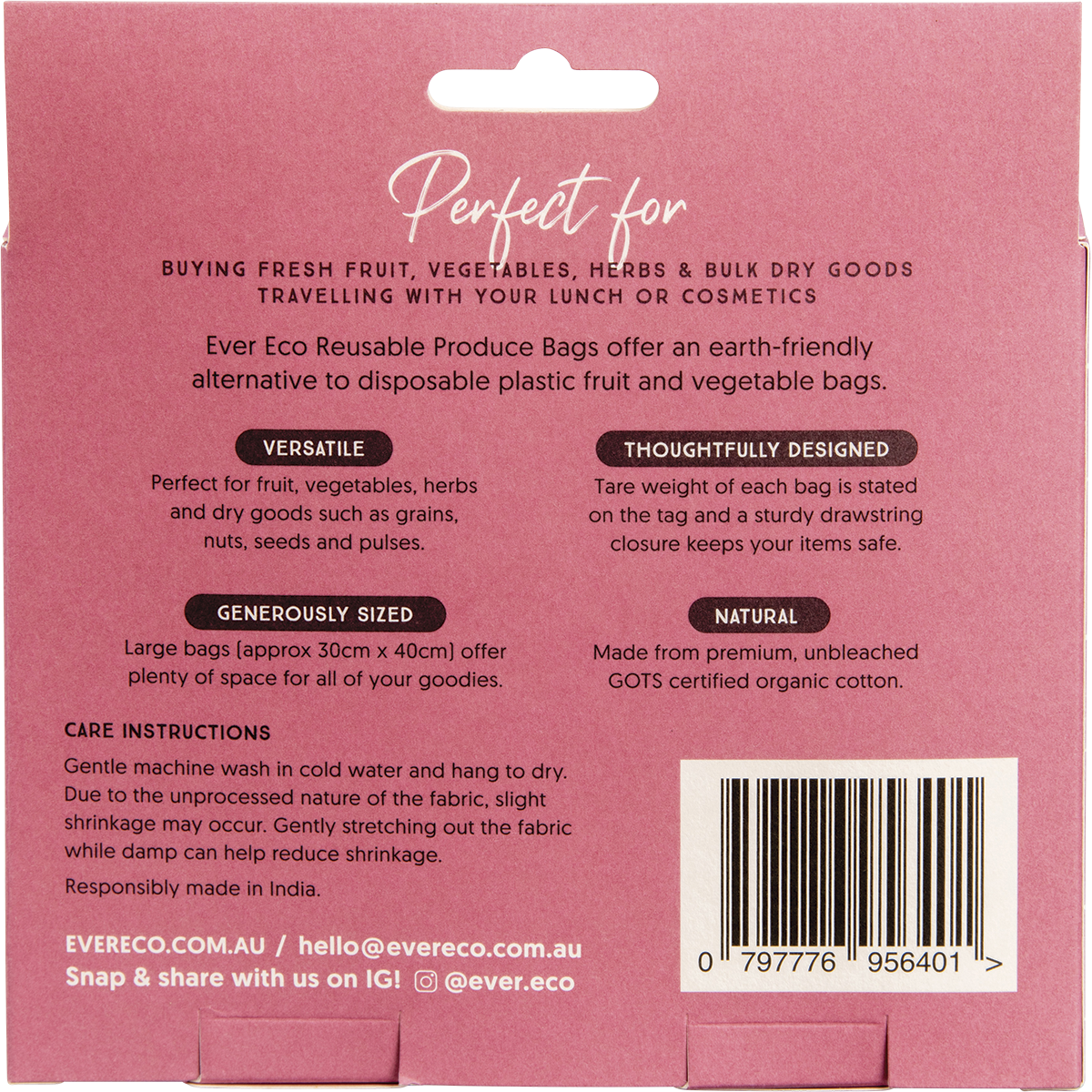 Reusable Produce Bags Organic Cotton Mixed Set