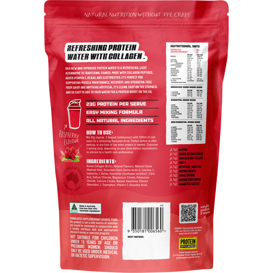 PROTEIN SUPPLIES AUSTRALIA Protein Water Collagen Raspberry