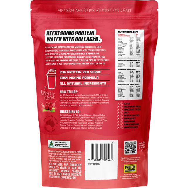 PROTEIN SUPPLIES AUSTRALIA Protein Water Collagen Raspberry