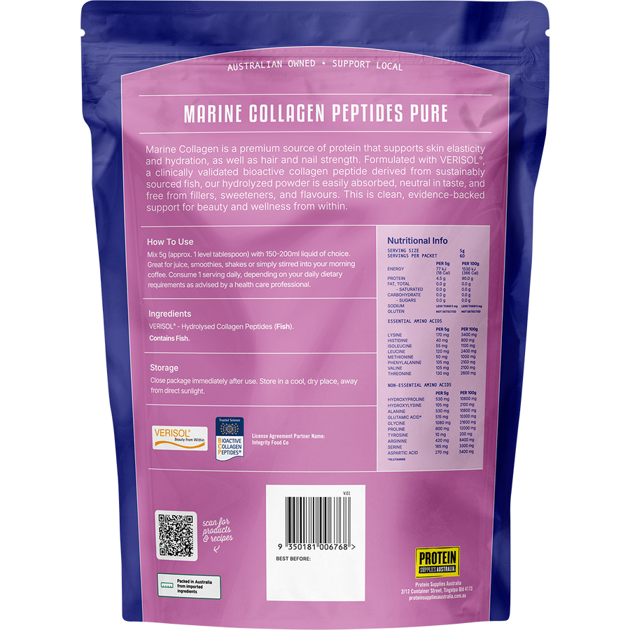 Marine Collagen Peptides Unflavoured - Back View