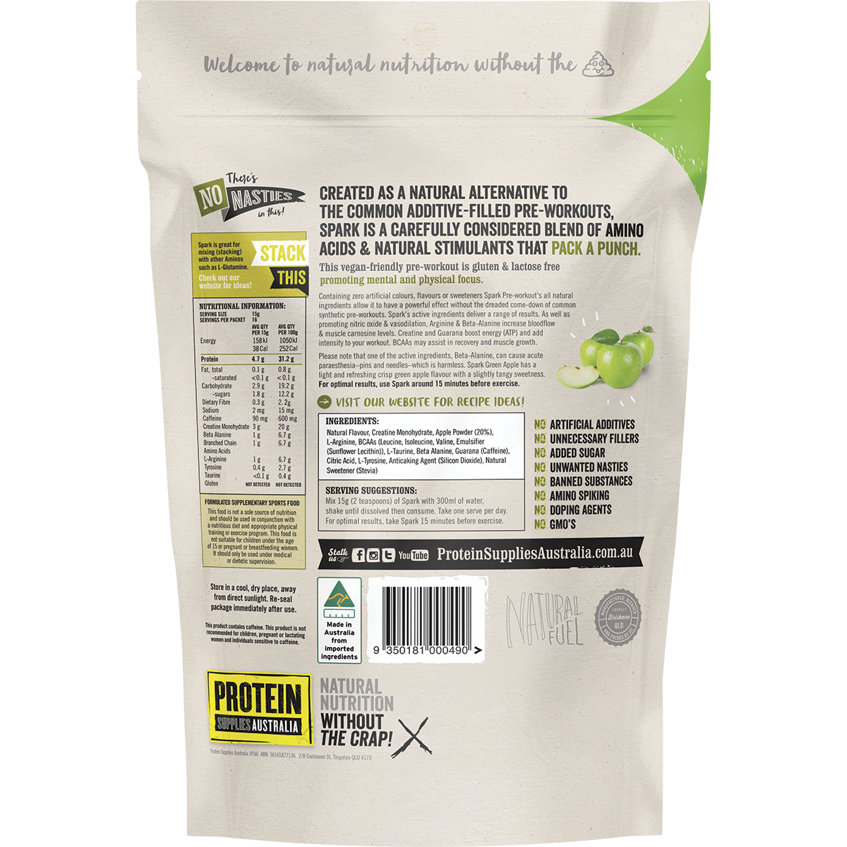 Spark All Natural Pre-workout Green Apple