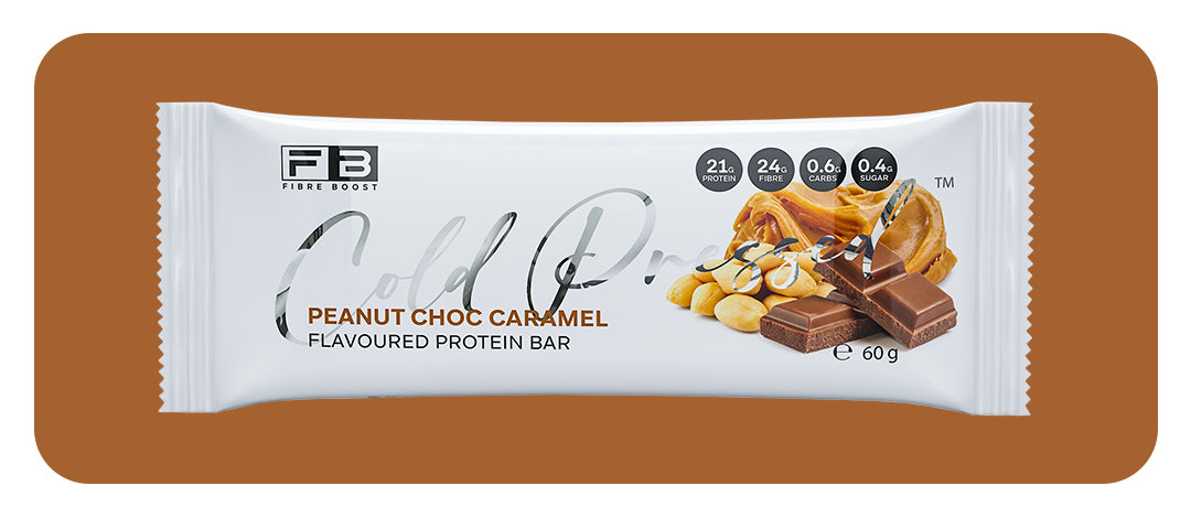 Fibre Boost Cold Pressed Peanut Choc Caramel flavoured Protein Bar