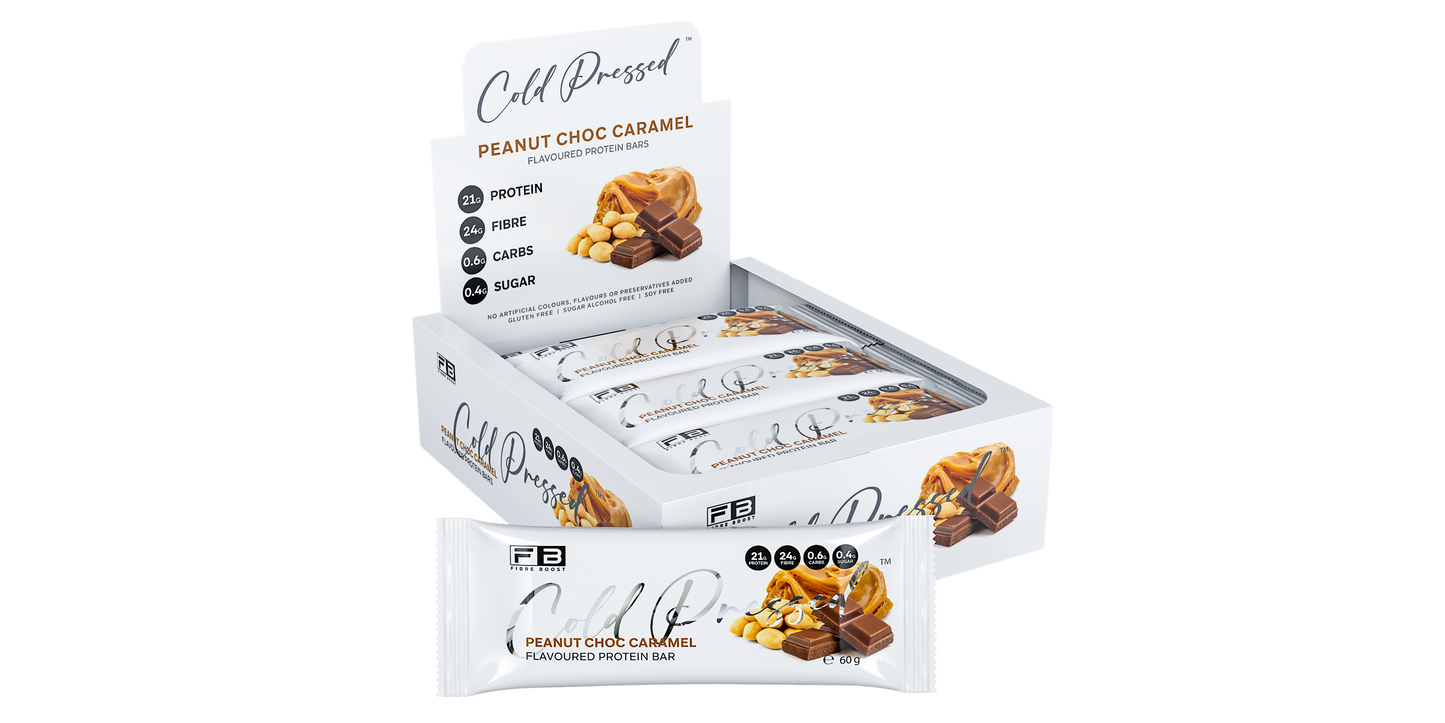 Fibre Boost Cold Pressed Peanut Choc Caramel flavoured Protein Bar