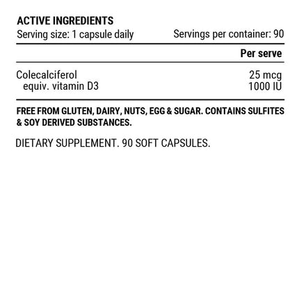 Pillar Performance Vitamin D3 90 Caps Unflavored