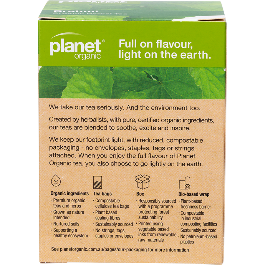 Planet Organic Brahmi herbal tea bags for natural wellness