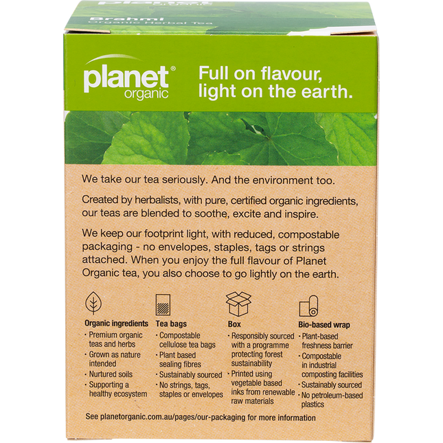 Planet Organic Brahmi herbal tea bags for natural wellness