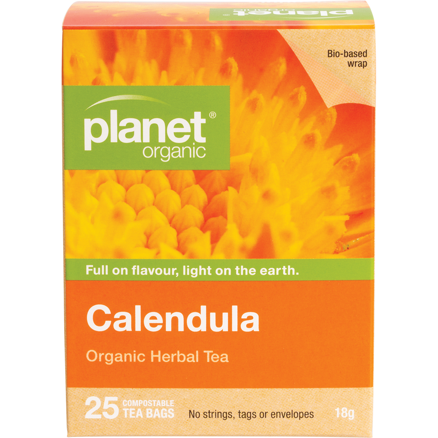 Planet Organic herbal tea bags with calendula flowers