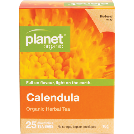 Planet Organic herbal tea bags with calendula flowers
