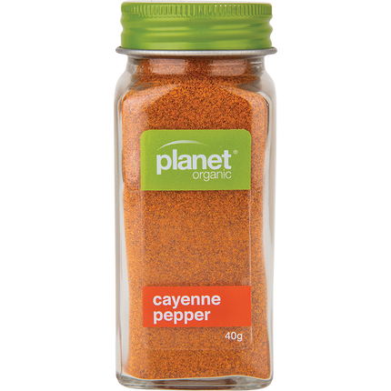 Organic cayenne pepper from Planet Organic in a vibrant red color