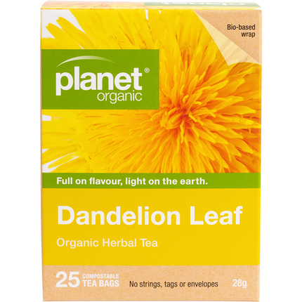 Planet Organic herbal tea bags with dandelion leaf