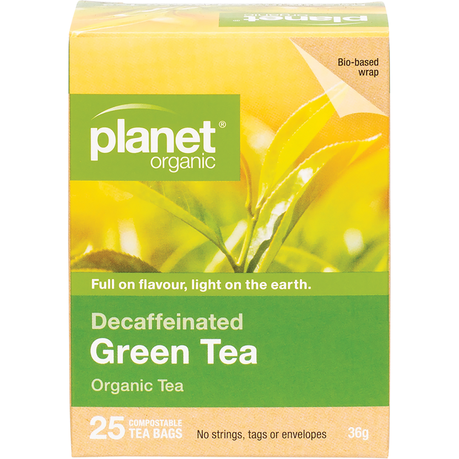 Planet Organic herbal tea decaffeinated green tea bags